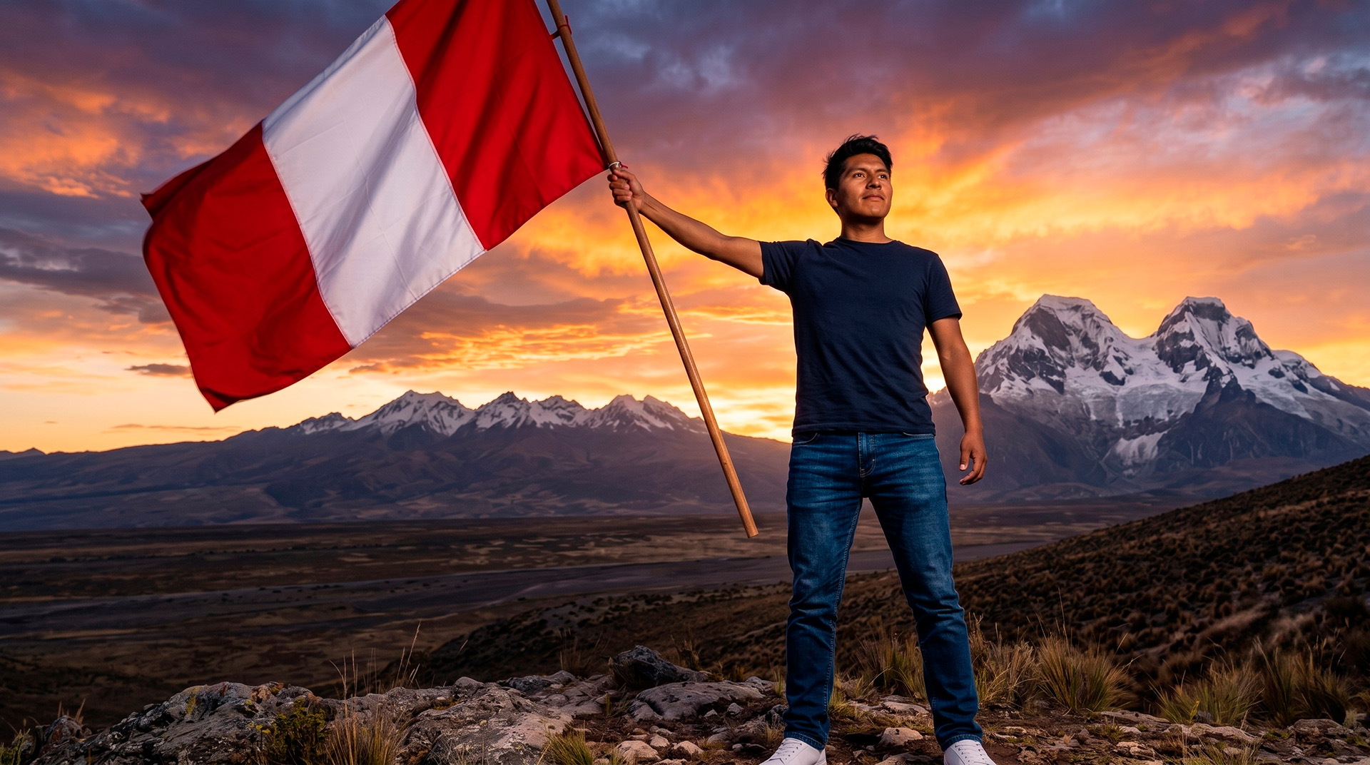 Peruano con la bandera